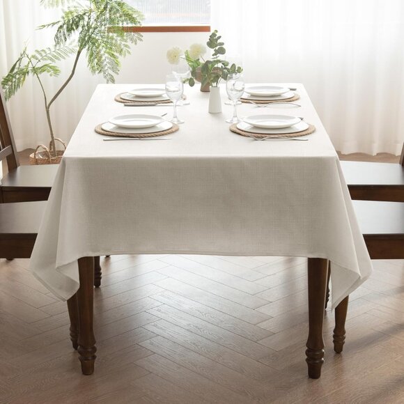 16 Faux Linen Tablecloths - Textured Weaves Table Cloth for Rectangle Tables - Picture 2 of 8